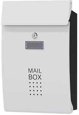 zxhrybh Briefkästen für Draußen, Briefkasten zur Wandmontage, Metall Postkasten mit Großem Fassungsvermögen und Schlüsselschloss, für die Dekoration im Freien(White)