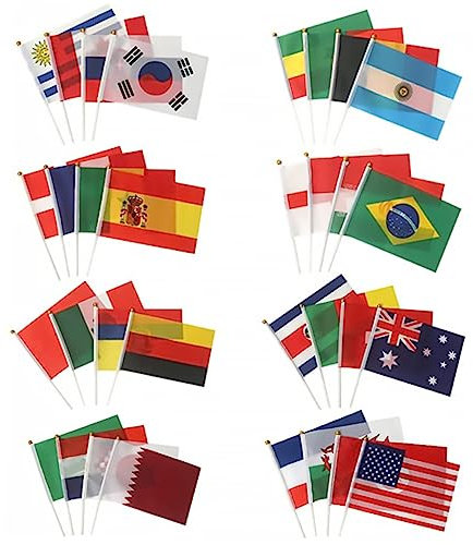 YARNOW Patriotic Flags Hand Flags World 32pcs Flags Stick National Flags for Parties 21x14cm Sturdy Decorations