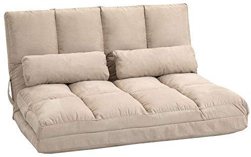 HOMCOM Bodenstuhl Bodensessel mit Liegefunktion Verstellbarer Rückenlehne Sitzkissen Relaxsessel zum Fernsehen, Lesen Meditationsstuhl Lazy Sofa Lesesessel für Meditation Yoga Büro Beige