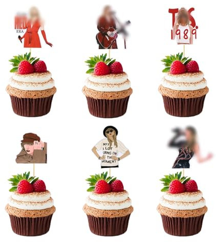 Anemowind 24Pcs Top Tier Singer Party Decoration Dual Front Singer Cupcake Toppers Music Party Fans Party Decoration Birthday Party Decorations