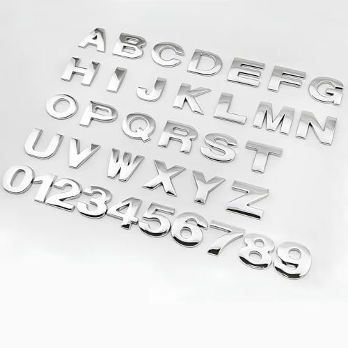 fdemon 3D Lettres personnalisées pour voiture Argenté Plastique Autocollants 3D en métal Ajustement universel