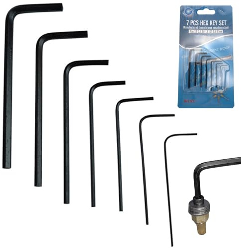 Miniature Hex Key Set 7pc, Chrome，Small Allen Keys Mini Micro Hexagon Hex Allen Key Set Wrench Screwdriver Tool Kit 0.7mm/0.9mm/1.3mm/1.5mm/2mm/2.5mm/3mm