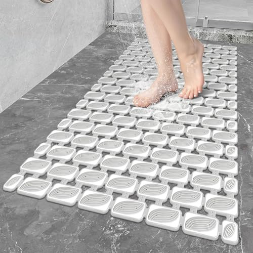 Badewannenmatte rutschfest Duschmatte rutschfest 40x70cm: Antirutschmatte badewanne mit Saugnäpfen - Badewanne Antirutschmatte - Badewanneneinlage Maschinenwaschbar (Hellgrau, 70 x 40cm)