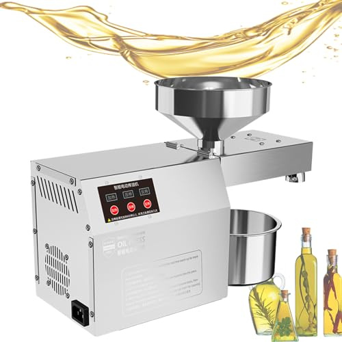 Automatic Electric Oil Press Machine,Essential Oil Press Machine, 304 Stainless Steel Nut Oil Extractor Seeds，Commercial Oil for Peanut Flax Seed Perilla Sunflower Hemp Sesame
