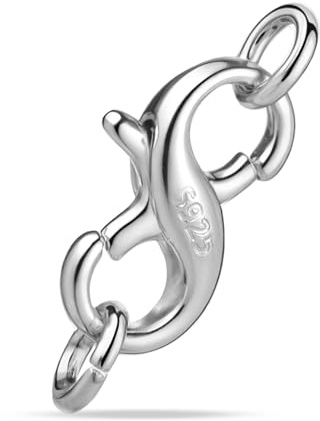 Necklace Clasp 925 Sterling Silver Lobster Clasps Double Opening Necklace Extender Bracelet Clasps and Closure Jewelry Clasp for Jewelry Making Repair Necklaces Connector for DIY