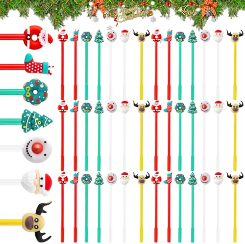 Gelschreiber Weihnachten,49 Stück Weihnachts Kugelschreiber,Kawaii Gel Stift,Weihnachtsstifte,Weihnachtsgel Tinte Stifte Cartoon,Gelschreiber Kugelschreiber,für Kinder Studenten Schule Büro