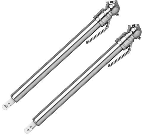 2 Pcs Manometre Pression Pneu à Crayon, Manomètre de pression des pneus portable, Pneus Stylo de Pression des Pneu en Acier Inoxydable Crayon pour Voitures Vélo