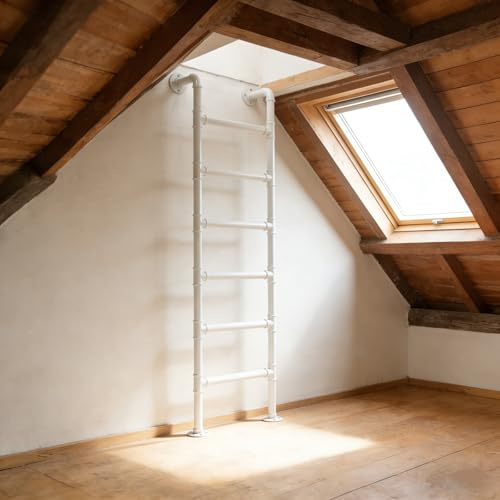 ZENSTYW Escalera De Ático Montada En La Pared,Escalera De Litera para Interiores,Escalera Metálica De Escape contra Incendios,para Sótano,Biblioteca(1.0m/3.3ft)