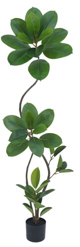 Artificial Rubber Tree 5.3FT, Tall Faux Rubber Plant with Realistic Trunk, Indoor Floor Artificial Tree for Living Room, Home, Office