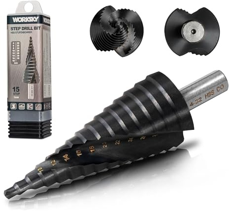 WORKSKY M35 Step Drill Bit for Stainless Steel and Hard Metal,TiAlN Coated for Superior Durability,High quality step drill bits for Professional Worker