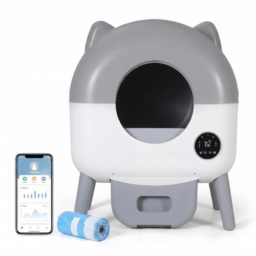 Garvee Lettiera Gatto Autopulente da 76L, Toilette per Gatti XXL, con Sensori Intelligenti di Sicurezza, Controllo App, Anti-odore, Illuminazione LED Notturna, Ideale per Più Gatti