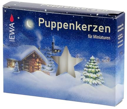 Ebersbacher Wachswaren Puppenkerzen 40 Stück Puppen Kerzen, 7 x 65 mm, Wachs, weiß, 0,7 x 0,7 x 6,5 cm