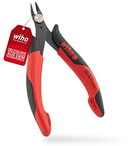Wiha Präzisions Seitenschneider Elektronik klein (26812) breiter, spitzer Kopf ohne Wate 130mm I Mini Drahtschneider für Elektroinstallation