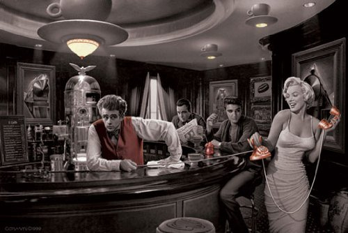 Poster Consani: Marilyn Monroe, James Dean & Co. in der Bar - Größe 61 x 91,5 cm - Maxiposter
