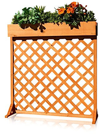 Melko Treillis de fleurs en bois pour l'extérieur - Clôture + pot de fleurs