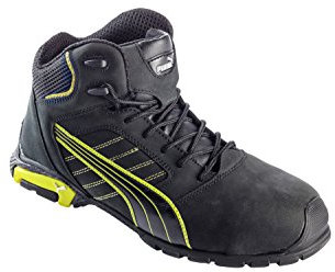 Puma Safety Puma Sicherheitshochschuhe Metro Protect Amsterdam Mid 63.224.0 Sicherheitsstiefel S3 SRC, Schwarz, Gelb, 44 EU