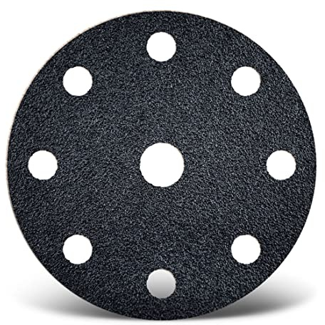 MENZER Black Schleifscheiben 150 mm, 9-Loch (50 Stk.) K120 | f. Exzenterschleifer, Siliciumcarbid, Klettbefestigung