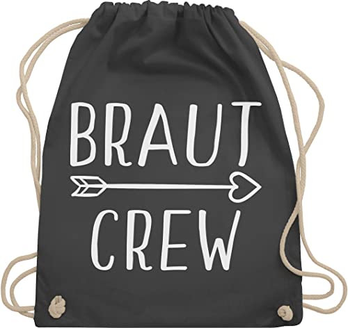 Turnbeutel Rucksack - JGA Junggesellenabschied Frauen - Braut Crew Pfeile - Unisize - Dunkelgrau - bride team beutel brauttaschen bachelorette party bridesmaid turnsack