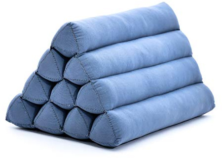 Leewadee Thai Triangle Cushion 50 x 33 x 33 cm - Firm Kapok Back Support for Reading, Bed, Sofa & Floor