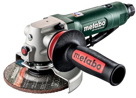 metabo Druckluft-Winkelschleifer DW 10-125 Quick - 125 mm Scheiben-Ø, 6.2 bar Arbeitsdruck, 500 l/min Luftbedarf, M14 Spindelgewinde - Kompakt & leistungsstark, für Trennen Schleifen Entgraten
