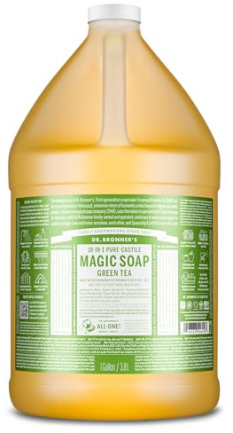 Dr. Bronners 18-IN-1 Naturseife | Organic Flüssigseife | Green Tea | Grüner Tee | Duschgel, Handseife, Shampoo und vieles mehr | Mit Bio Ölen | Fair Trade | 3.800 ml