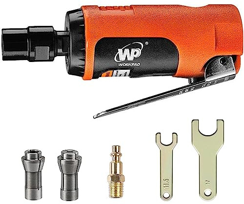 WORKPAD Mini Air Straight Die Grinder, 25000 RPM, mini herramientas neumáticas, equipada con pinzas de 1/4 pulgadas, 1/8 pulgadas y 2 llaves