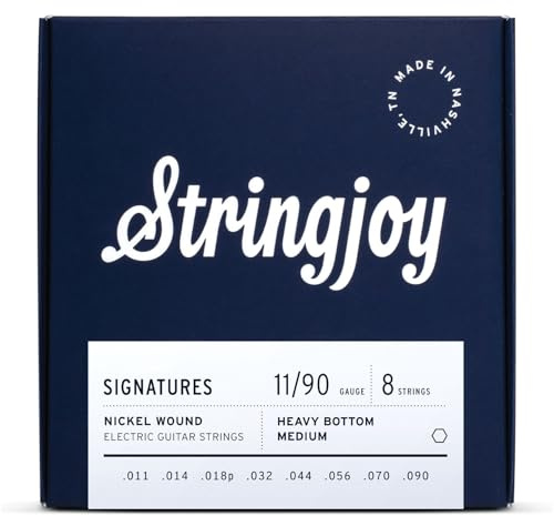 Stringjoy HVY118 8 Saiten Signature Nickel E-Gitarrensaiten (schwere Unterseite, mittlere Stärke – 11–90)