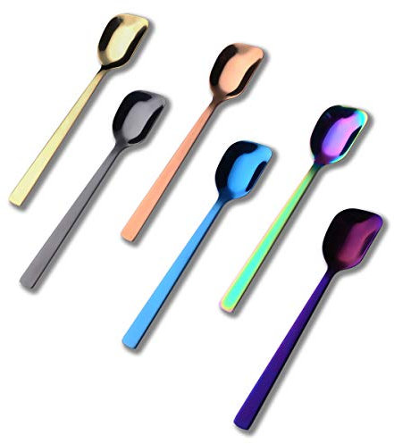 GoGeiLi Cucchiaio da yogurt, cucchiaio da gelato/gelato in acciaio inox, cucchiaio da frutta multicolore, cucchiaio da dessert, 6,4 pollici, set di 6 pezzi