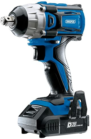 Draper 55343 D20 20V Brushless 1/2” Mid-Torque Impact Wrench with 2X Batteries