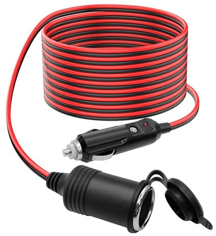 Hoembpn 4M Rallonge Prise Allume Cigare de Voiture 17AWG étanche avec Fusible 15A,12V/24V Câble d'Extension pour Allume Cigare Mâle-Femelle Adaptateur Chargeur pour Camion Moto Bateau Camping-Car