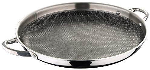 MasterPro Hi-Tech 3 Non-Stick Paella Pan 36 x 4.5 cm Pallatium Coating with Honeycomb Structure Stainless Steel for All Hobs