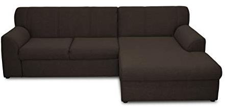 DOMO. collection Ecksofa Topper, Sofa in L-Form mit Schlaffunktion, moderne Couch, kleine Polsterecke, Schlafsofa, 245 x 155 x 78 cm (BxTxH), braun | Longchair rechts mit Bettfunktion und L-Form, abgerundete Armlehnen, 245 x 155 x 78 cm (BxTxH)