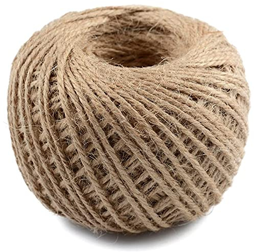 ANCLLO 100 Meter 3 mm natürliche Jute-Schnur, 3-lagig, Geschenkverpackung, Bastelseil, Gartenschnur, Schnur für Kunsthandwerk und Gartenanwendungen