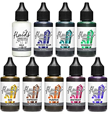 Octopus Fluids Resin Ink Set DARK, alkoholbläck för epoxiharts och UV-harts, hartsfärg, 9 x 30 ml