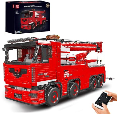 Mould King 19008 Tow Truck dynamische Version von BAU-LKW-Modellbausteinen, 10966PCS Wrecker-Montagesatz Pneumatik Kranwagen mit 19 Motoren Bausatz Kompatibel mit Technik LKW MKII