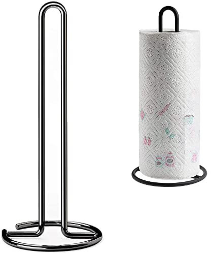 Negro Soporte de Papel Vertical, Soporte para Rollos de Cocina, Portarrollos de Cocin, Metal Exquisito Portarrollos Papel de Pie para Baño, Restaurante, Cafetería, Bar
