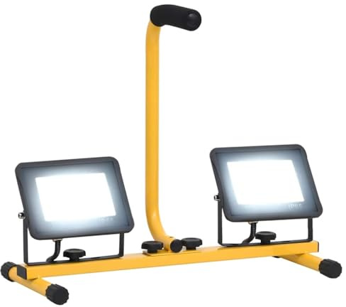 vidaXL LED Fluter mit Handgriff Flutlicht Baustrahler Scheinwerfer Außenstrahler Gartenstrahler Arbeitsscheinwerfer Arbeitsleuchte 2x30W Kaltweiß