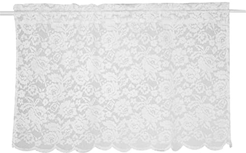 ACMHNC Landhausstil Spitze Küche Scheibengardine Vintage Transparent Kurzstores Gardinen mit Stickerei Elegant Hohle Häkeln Bistrogardine Romantisch Kurzgardine 1 Stück (White,200cm x 60cm /79*24)