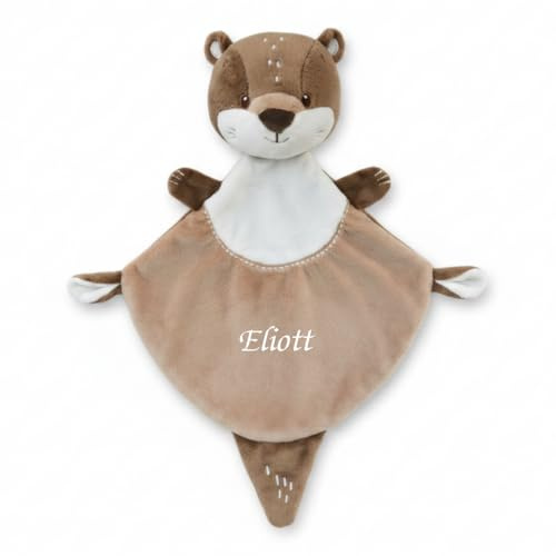 Les Doudous Malins Lilou la Otter 30 cm – Kuscheltier bestickt Vorname – Geschenk zur Geburt Baby