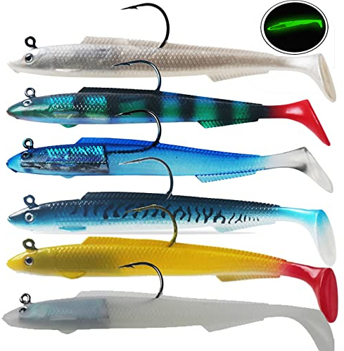 Njord Kalastus Gummifische mit Jigkopf wählbar 15cm 30g, 13cm 20g oder 12cm 15g | Zander Gummiköder Zander | Gummifische Zander Köder Gummifisch Set | Gummiköder Angelköder Set Raubfisch