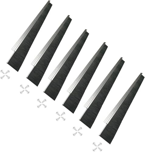 Retsun Set of 6 Extra-Wide Door Brush Strip 61mm (2.4) × 880mm (34.6) | Aluminium Frame with PP Bristles • Brush Seal for Wide Door Gaps • Draft Excluder • Blocks Draughts, Dust & Pests