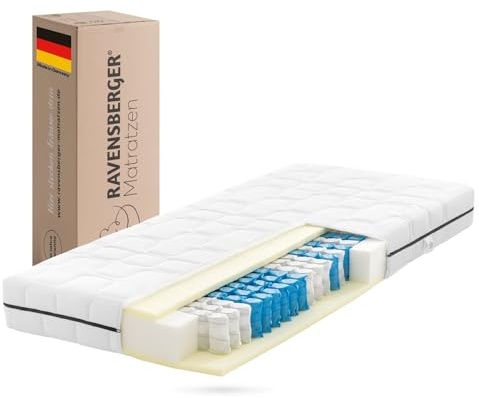 Ravensberger Matratzen Tonnentaschenfederkernmatratze Ortho-Spring - Härtegrad H2, mittel - 90 x 200 cm, Höhe 19 cm - 7-Zonen - Oeko-TEX® Standard 100 Zertifiziert