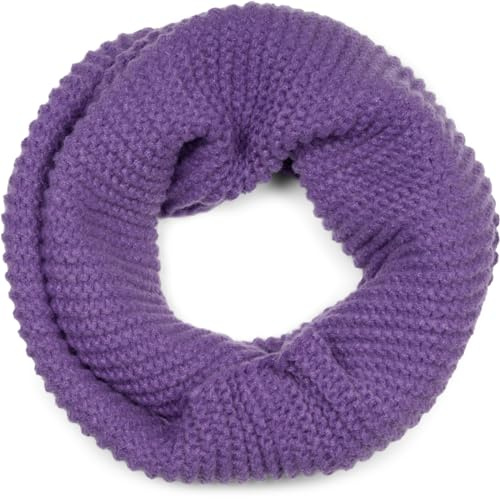 styleBREAKER Écharpe unisexe en tricot Loop Unicolore avec motif de vagues, chaude écharpe en tricot d'hiver, écharpe tubulaire 01018169, couleur:Violet
