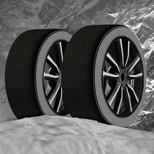 A2ZWORLD Catena da Neve Tessile per Pneumatici, Calze da Neve per Auto, Omologate EN 16662-1, Colore Nero, Misura (S)
