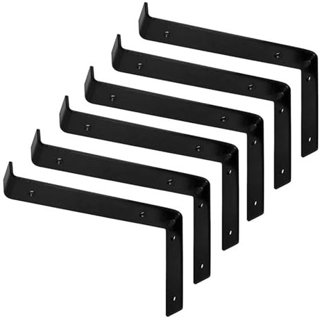 2 Stück Regalhalterung, 90 Grad L-Form Schwimmende Wandregal, Metall Strapazierfähige Winkel Wandhalterung, Schwarzes Winkel Wandhalterungen (Color : Black, Size : 15cm/6in)