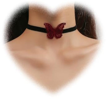 W WEILIRIAN Punk Samt Choker Halskette Schwarz Samt Halskette Rot Schmetterling Halsband Choker Kurze Wildleder Cord Halskette Schmuck für Frauen und Mädchen Geschenke