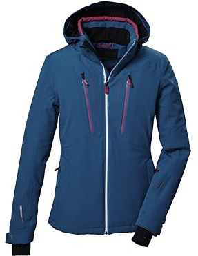 killtec Damen Skijacke/Funktionsjacke mit abzippbarer Kapuze, Schneefang und Unterarmventilation KSW 41 WMN SKI JCKT, ocean, 38, 41974-000