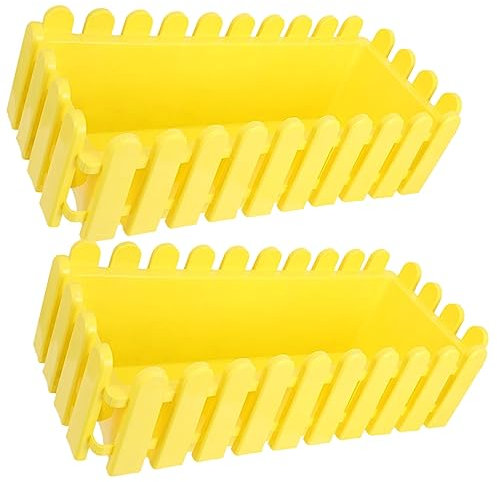 BESPORTBLE Jardinière Rectangulaire D'extérieur en Plastique Jaune 2 Pièces Plateaux Intégrés Réutilisables pour Plantes Succulentes sur Balcon ou Jardin