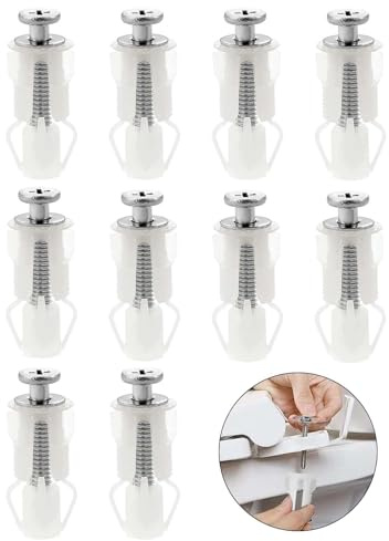 10 Stück WC Sitz Befestigung Set, Universal WC-Sitz Befestigungs, Widerstandsfähig Schrauben für Toilettensitz, Robust Toilettensitz Behoben Schraube für Toilettendeckel, WC-Sitz-Ersatzkits (Weiß)