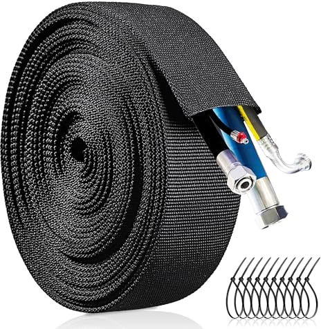 Nylon Hydraulic Hose Protector Sleeve 26.5ft - 1.3 inch ID Hose Sheath Hydraulic Hose Wrap Cable Sleeve for Cord Tig – Wire Hose Cover Management Wrap Protective Cover- Black